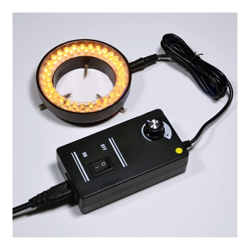 60 Led Ring Lamps Yellow Bule Green Red Purple Fluorescence Light Zoom Stereo Microscope Illuminated (Color : Yellow)