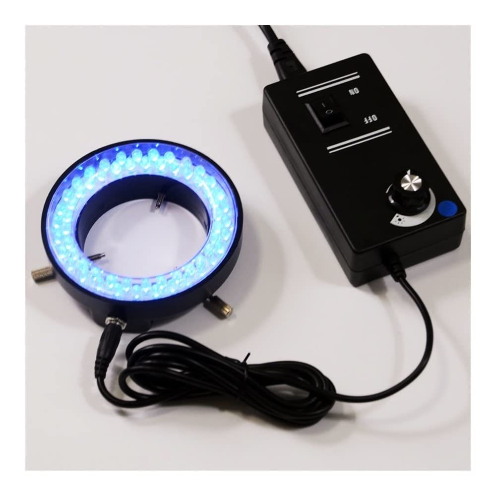 60 Led Ring Lamps Yellow Bule Green Red Purple Fluorescence Light Zoom Stereo Microscope Illuminated (Color : Blue)