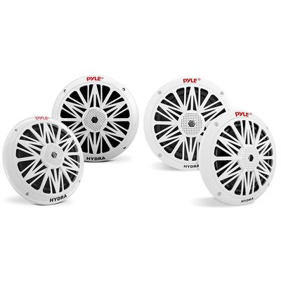 Pyle 8 Inch Dual Marine Speakers 10 Inch - 1 Pair (White) & 6.5 Inch Dual Marine Speakers (White)