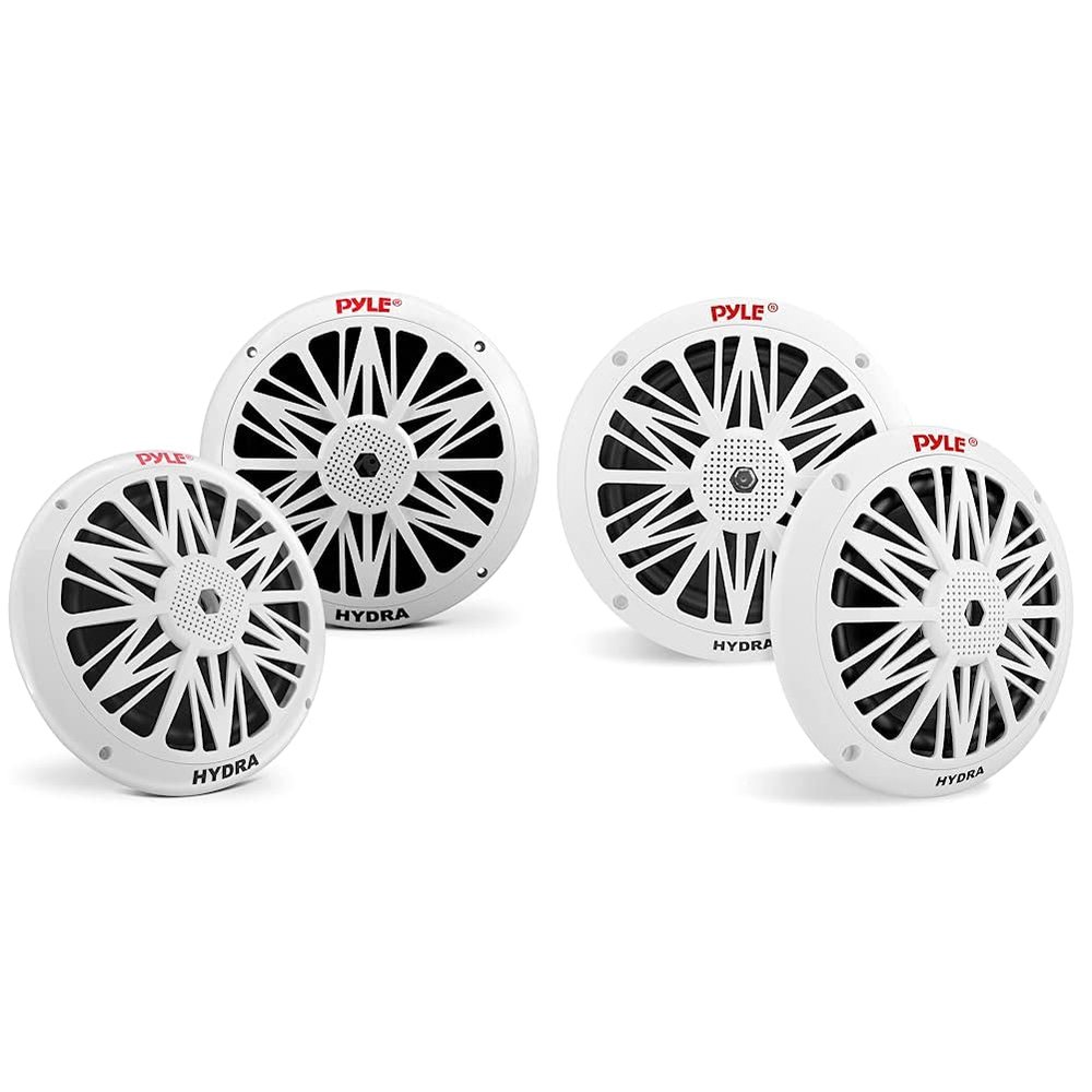 Pyle 8 Inch Dual Marine Speakers 10 Inch - 1 Pair (White) & 6.5 Inch Dual Marine Speakers (White)