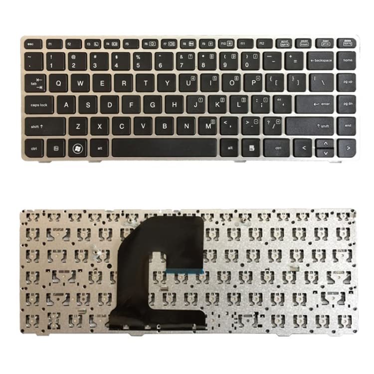 Yuchao Replacement Keyboards US Version Keyboard with Silver Frame for HP EliteBook 8470B 8470P 8470 8460 8460p 8460w ProBook 6460 6460b 6470 Computer Accessories