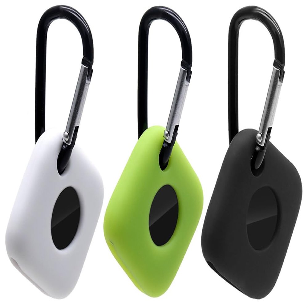 A-Focus 3 Pack Compatible with Tile Mate 2022 Case with Keychain, Flexible Silicone Anti-Scratch Shockproof Skin Cover Kit Compatible with Tile Mate 2022 Tracker (Black White Green)
