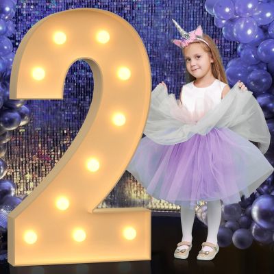 4FT Large Light Up Numbers, Marquee Numbers 2 for 21st Birthday Decorations for Boy Girl, Giant Light Up Numbers for Party Anniversary, Big Marquee Letters Pre-Cut Mosaic Numbers for Balloons
