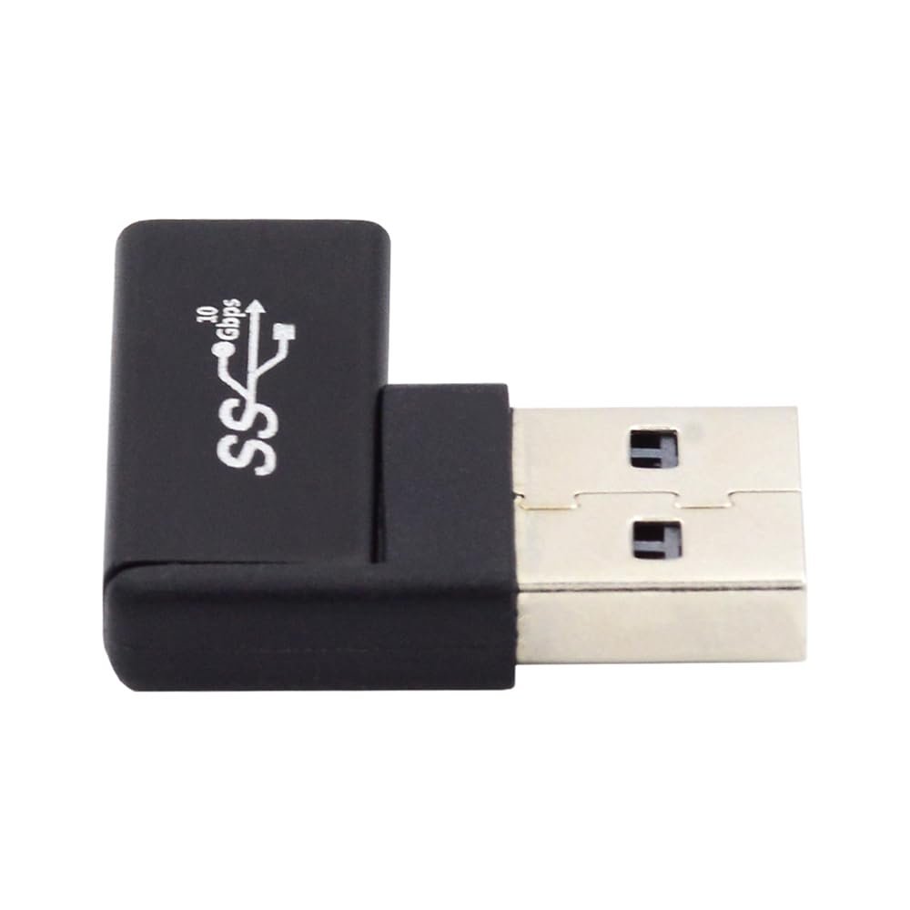 NFHK USB-C Type C Female to USB 3.0 A Male Data Adapter Flat Horizontal 90 Degree Right Angled for Laptop Desktop