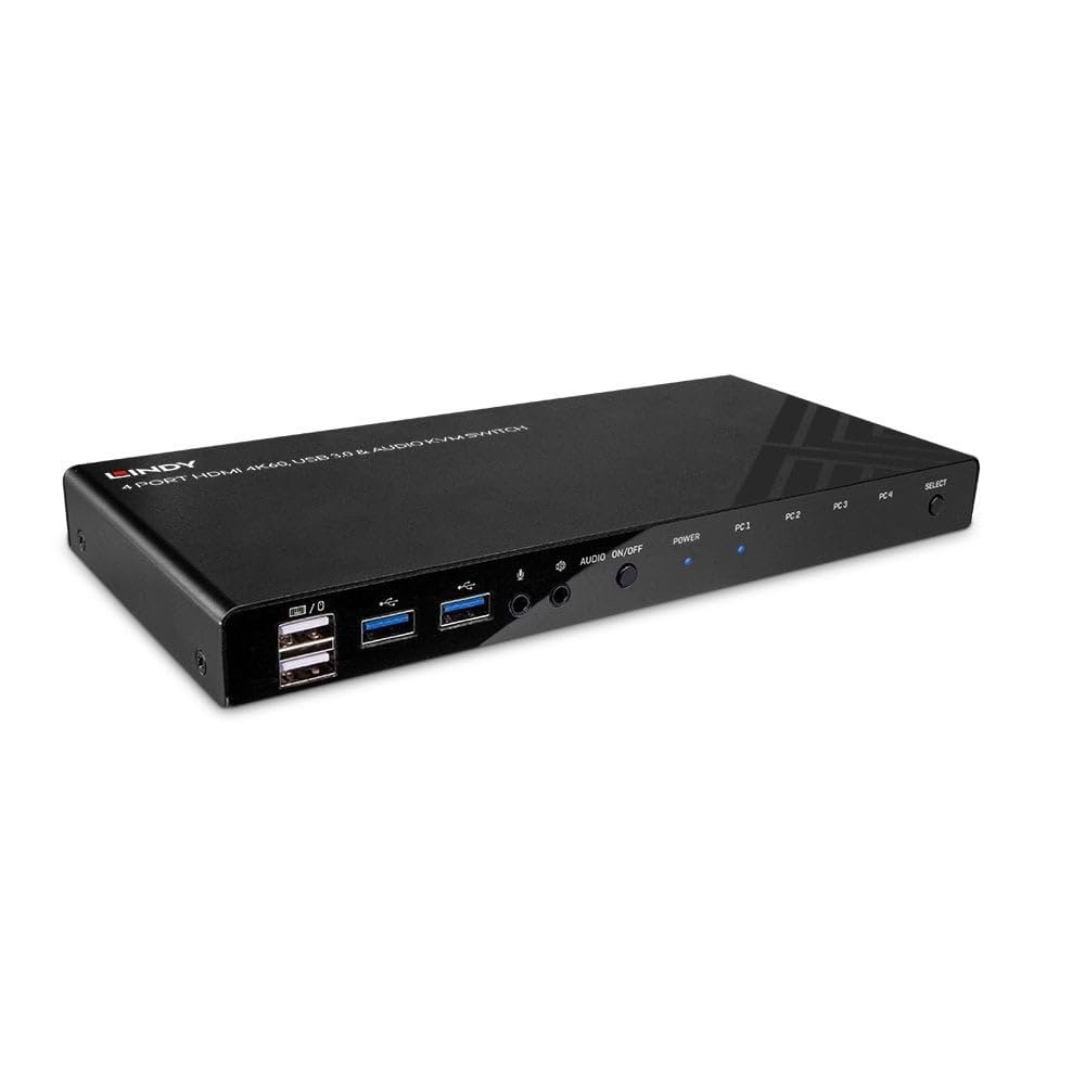 Lindy 4 Port HDMI 4K60 USB 3.0 & Audio KVM Switch