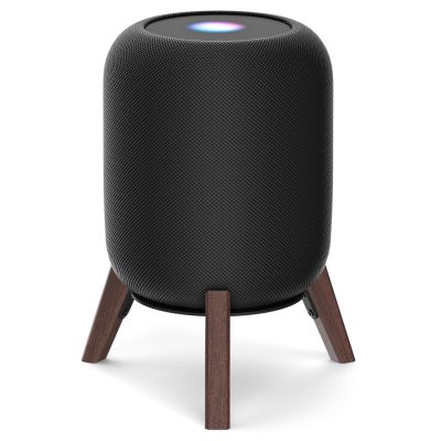 Yibracki Table Wood Stand for HomePod 2nd Gen Speaker with Dust-Proof Cover, Anti-Slip Wooden Desktop Speaker Stand Compatible with Homepod 2 Wood Tripod Holder with Sturdy Metal Frame, Black
