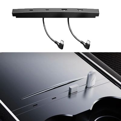USB Hub for Tesla Model Y Model 3 2021-2023 Center Console, Silver USB Hub for Tesla Model Y Support USB& Type C Fast Charging.