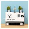 WiFi Router Storage Box Living Room Desktop TV Set-top Box Modem Box Shelf Cable Placement with Remote Control Compartments - White,13.3x8.6x9.4inches view 1