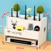WiFi Router Storage Box Living Room Desktop TV Set-top Box Modem Box Shelf Cable Placement with Remote Control Compartments - White,13.3x8.6x9.4inches view 2