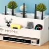 WiFi Router Storage Box Living Room Desktop TV Set-top Box Modem Box Shelf Cable Placement with Remote Control Compartments - White,13.3x8.6x9.4inches view 4