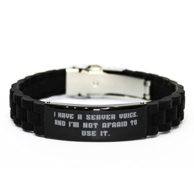 Inspire Server Gifts, I Have a Server Voice. and I'm Not Afraid, Graduation Black Glidelock Clasp Bracelet for Server from Boss, Appreciation Gifts for Server, Gifts for Server Appreciation, Server