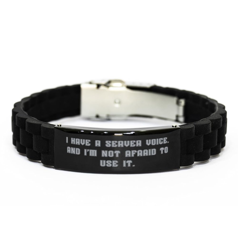 Inspire Server Gifts, I Have a Server Voice. and I'm Not Afraid, Graduation Black Glidelock Clasp Bracelet for Server from Boss, Appreciation Gifts for Server, Gifts for Server Appreciation, Server