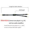 1ft Sound Channel swicher 1/8" aux Input 3.5mm 2X 3.5 Output Switch Selector 2 in 1 Out R/L Stereo Audio 1 in 2 Out Stereo Audio Splitter with Phone pc Player view 3