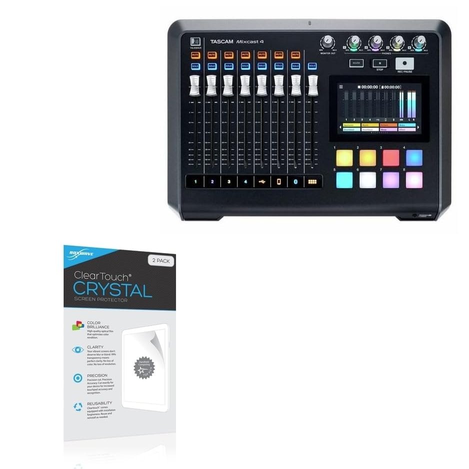 BoxWave Screen Protector Compatible With TASCAM Mixcast 4 - ClearTouch Crystal (2-Pack), HD Film Skin - Shields From Scratches