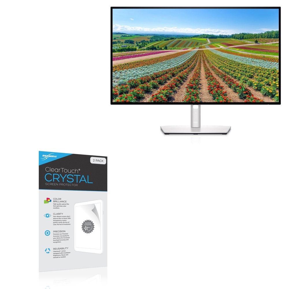 BoxWave Screen Protector Compatible with Dell UltraSharp 27 (U2722D) - ClearTouch Crystal (2-Pack), HD Film Skin - Shields from Scratches