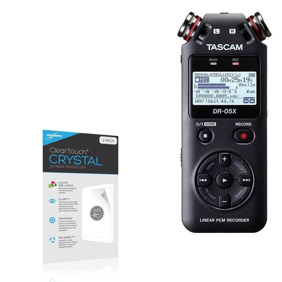 BoxWave Screen Protector Compatible with TASCAM DR-05X - ClearTouch Crystal (2-Pack), HD Film Skin - Shields from Scratches