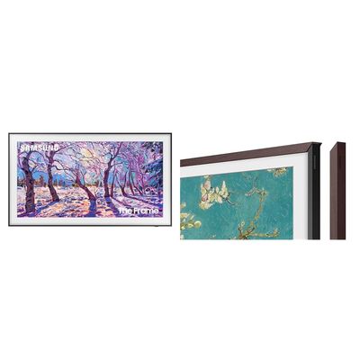SAMSUNG 32-Inch Class QLED 4K The Frame LS03C Series, Quantum HDR, Art Mode(QN32LS03CB, Latest Model) + SAMSUNG 32 The Frame TV Customizable Bezel, Magnetic, 2023, VG-SCFC32BWBZA, Modern Brown