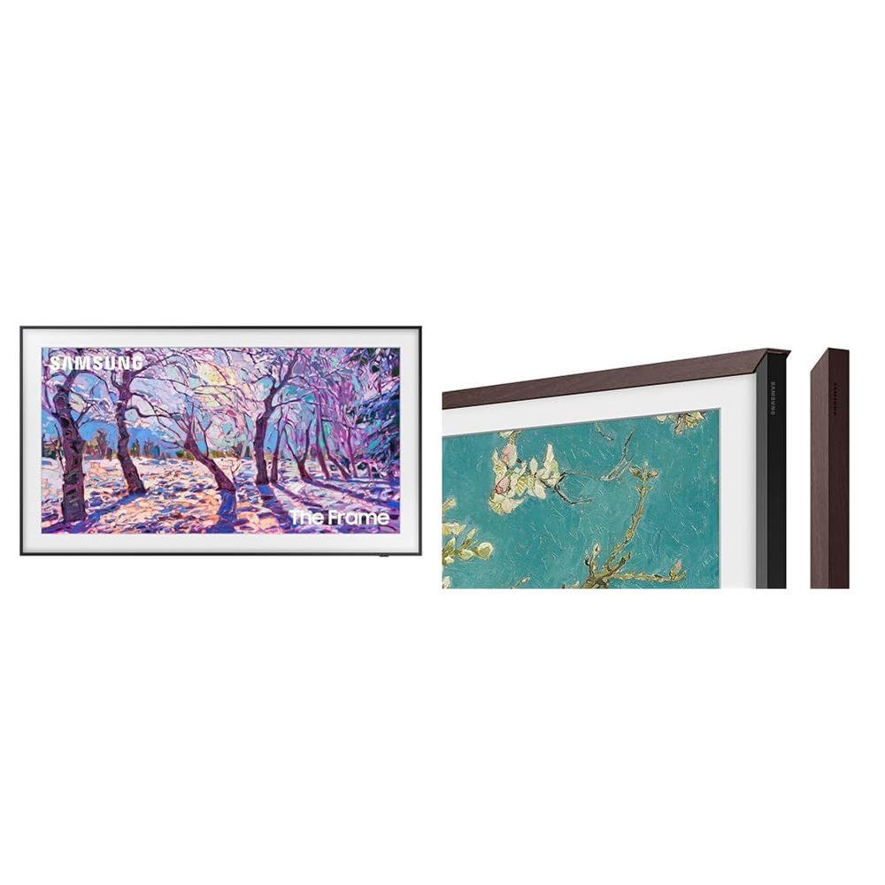 SAMSUNG 32-Inch Class QLED 4K The Frame LS03C Series, Quantum HDR, Art Mode(QN32LS03CB, Latest Model) + SAMSUNG 32 The Frame TV Customizable Bezel, Magnetic, 2023, VG-SCFC32BWBZA, Modern Brown