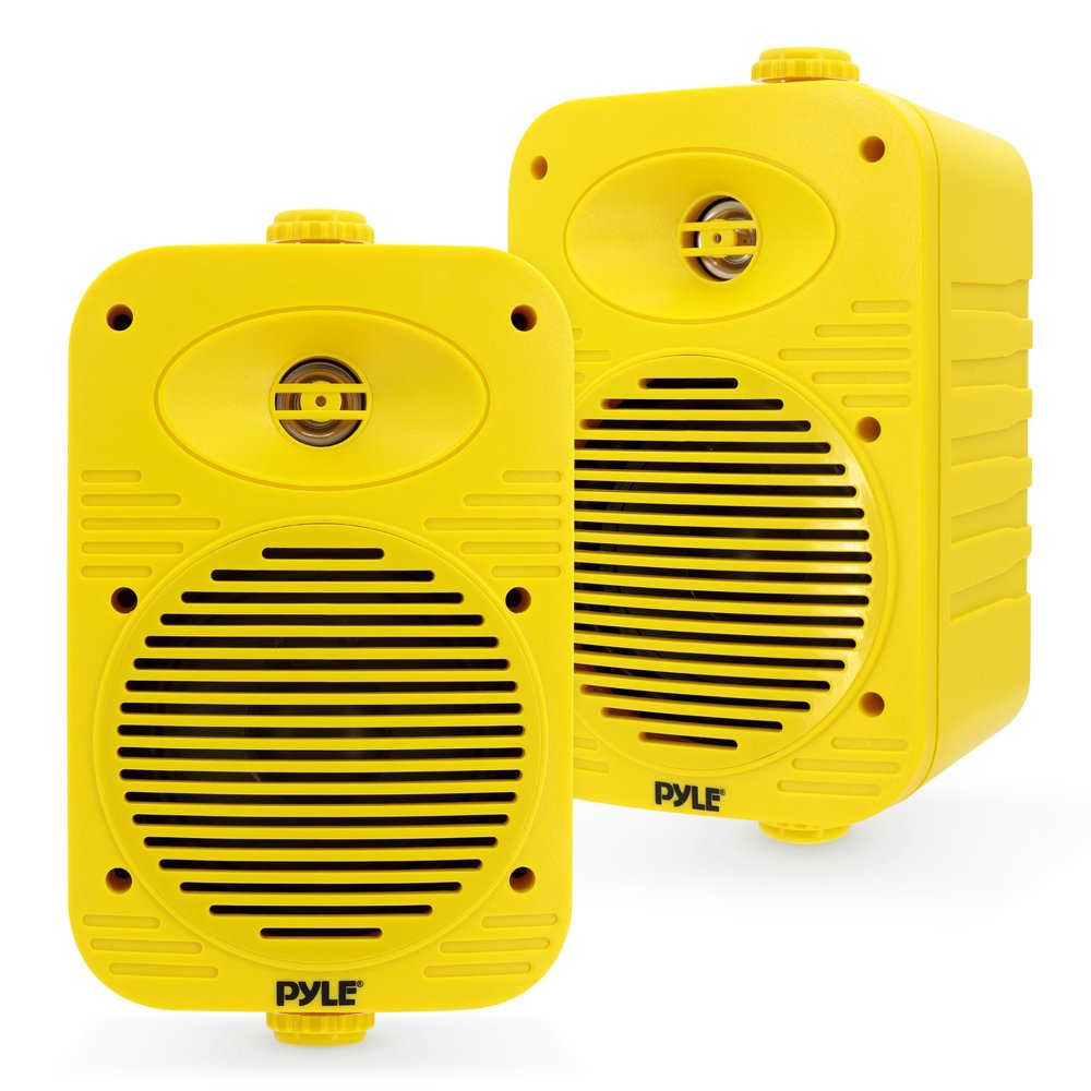 Pyle Indoor Outdoor Speakers Pair - 500 Watt Dual Waterproof 5.25 2-Way Full Range Speaker System w/ 1/2 High Compliance Polymer Tweeter - in-Home, Boat, Marine, Deck, Patio, Poolside (Yellow)