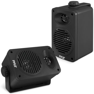Pyle Indoor Outdoor Speakers Pair - 200 Watt Dual Waterproof 3.5 2-Way Full Range Speaker System w/ 1/2 High Compliance Polymer Tweeter - in-Home, Boat, Marine, Deck, Patio, Poolside (Black)