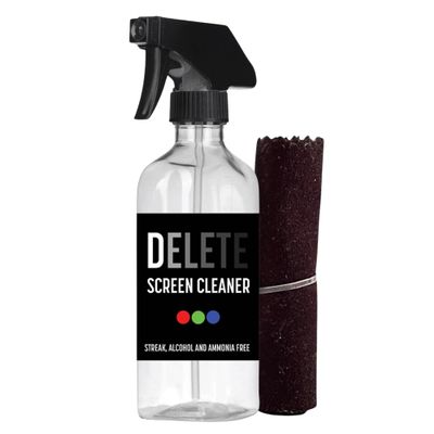 Delete Screen Cleaner Spray Kit, 16oz Bottle and 12"x12" Microfiber Cloth