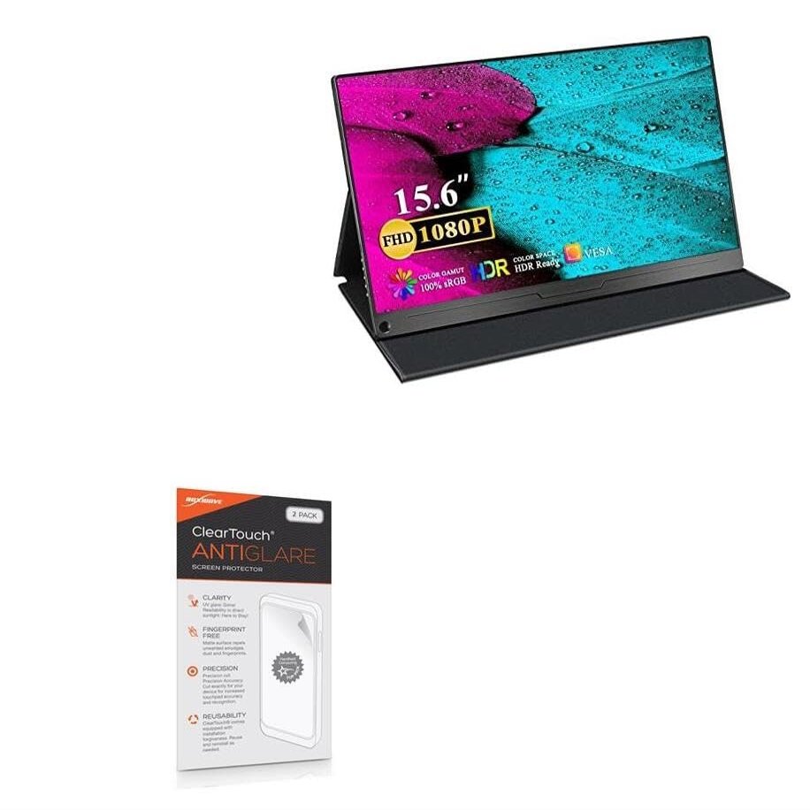 BoxWave Screen Protector Compatible with Newsoul Portable Monitor 03-Touchscreen-US (15.6 in) - ClearTouch Anti-Glare (2-Pack), Anti-Fingerprint Matte Film Skin