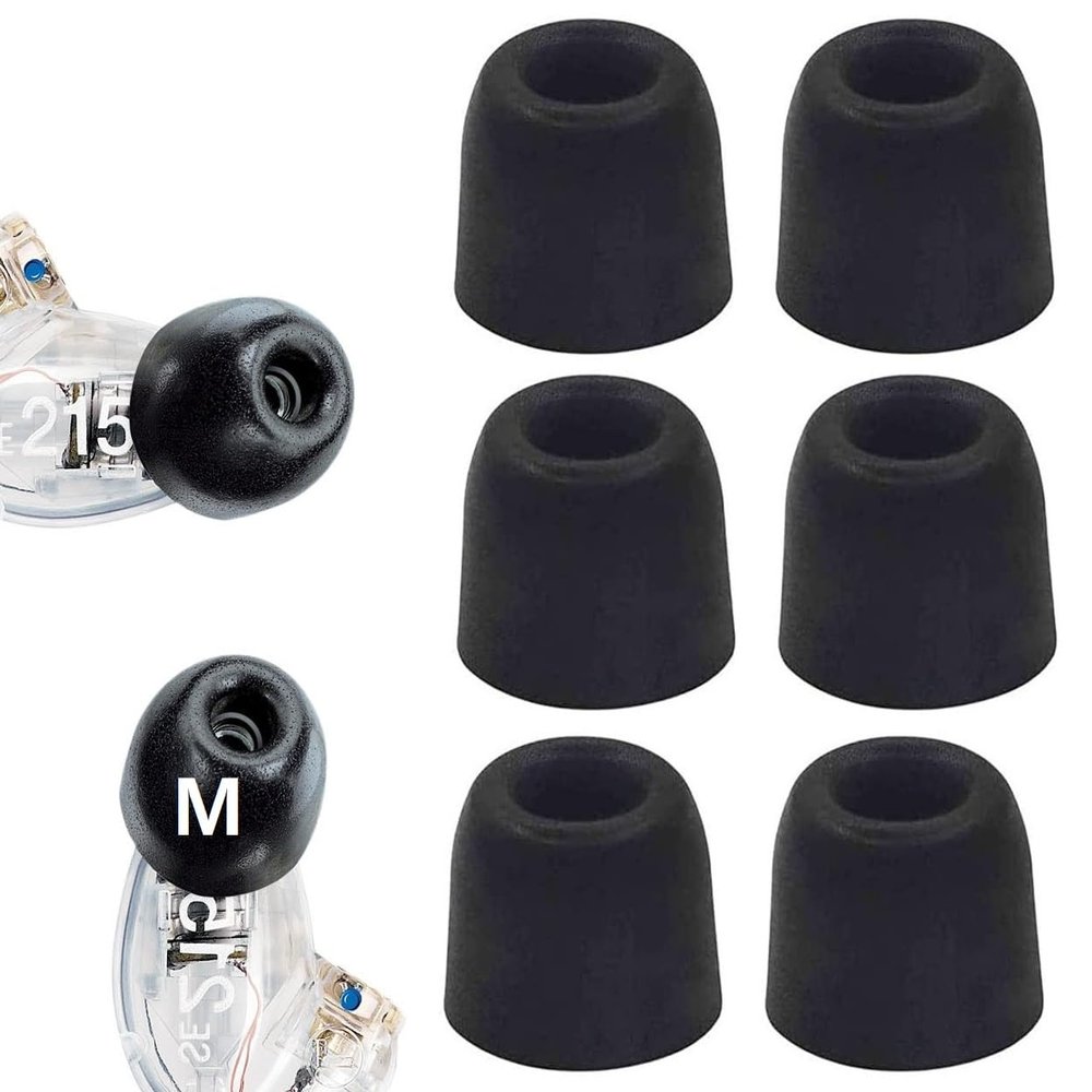 BLLQ Replacement Memory Foam Tips Foam Sleeves Earbuds Compatible with Shure SE215 AONIC 215 SE112 SE315 SE425 SE530 SE535 Earphones, [Noise Cancelling] 6PCS 3Pairs [Mediuml Size] 524M