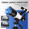 ESAKO Telescope for Kids & Beginners, 70mm Aperture Portable Telescopes with 3 Eyepieces, Height Adjustable Tripod & Phone Adapter & Remote Control Gift for Christmas view 2