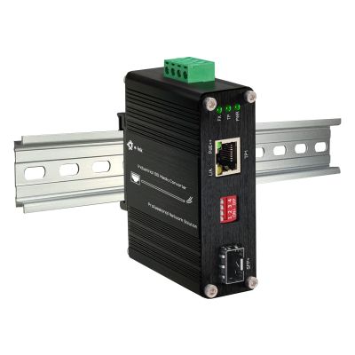 Throncom Industrial 10G 90W PoE Fiber Media Converter Mini 10GBase-X SFP+ Fiber Optic Transceiver IEEE802.3bt PoE++ Cooper to SFP+ 10Gigabit Ethernet Converter DIN Rail 48-57V DC Input