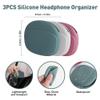 3PCS Silicone Headphone Organizer with 3PCS Silicone Cable Ties, Abnaok Data Cable Storage Case, Portable Wired Headphone Organizer Reusable Cable Straps for Home or Workplace view 2
