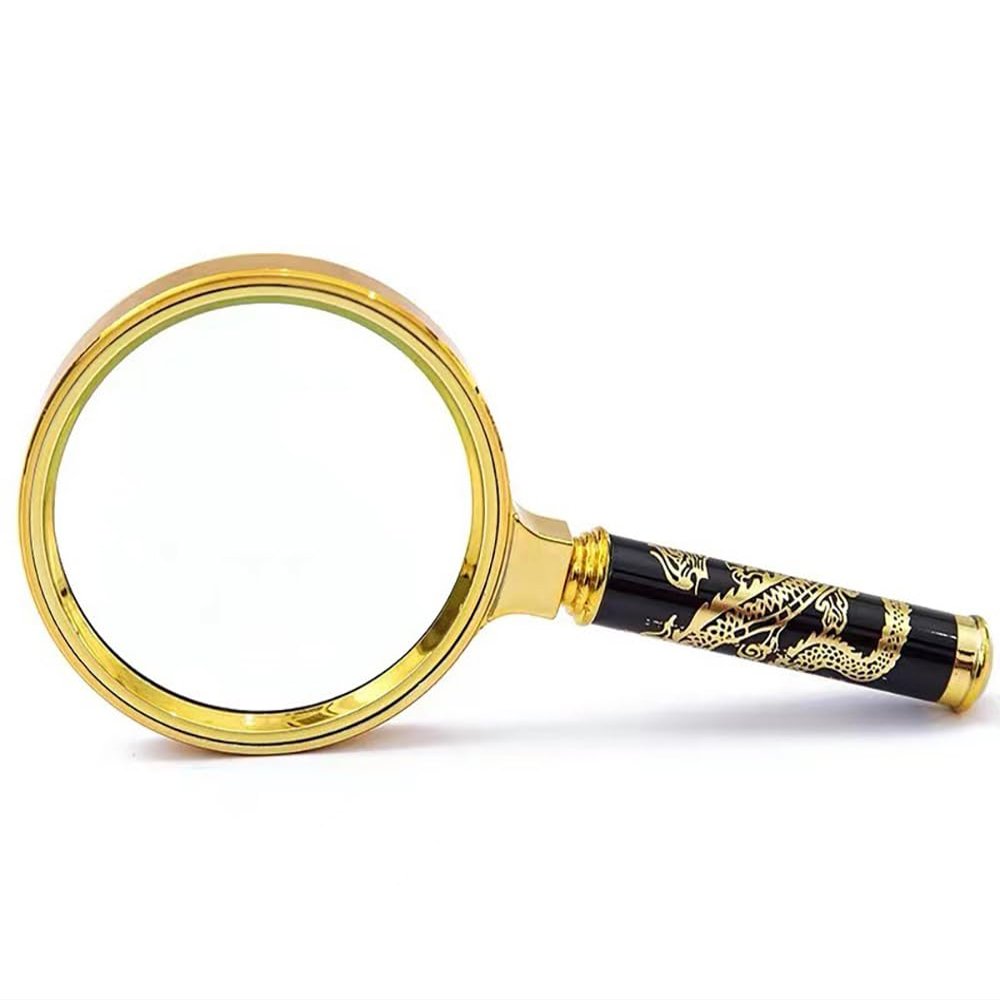 Hand-Held Magnifying Glass, Dragon Pattern Magnifying Glass, High-Definition 10x, Reading Newspaper Magnifying Glass For The Elderly 100mm