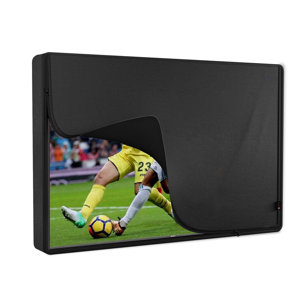 iBirdie Outdoor TV Cover 80 to 85 inch Waterproof, Cover Size 75''W x 45''H, Weatherproof, with Zipper for Outside Flat Screen 80 to 85 inch TV, Black, 600D Thick Fabric Protector