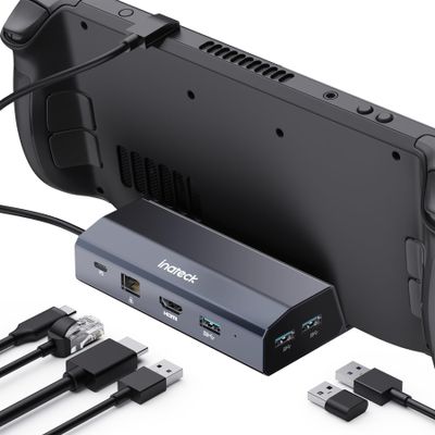 Inateck Steam Deck Dock, 6-in-1 Aluminum Docking Station Compatible with Steam Deck, HDMI 4K@60Hz, PD 100W Fast Charge, 3 USB A Ports, Gigabit Ethernet, DK3001