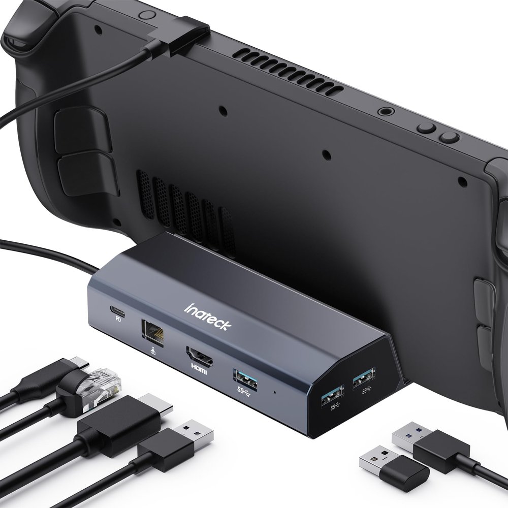 Inateck Steam Deck Dock, 6-in-1 Aluminum Docking Station Compatible with Steam Deck, HDMI 4K@60Hz, PD 100W Fast Charge, 3 USB A Ports, Gigabit Ethernet, DK3001