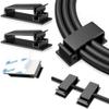 50Pcs Cable Clips, Self Adhesive Cable Management Clips, Cord Organizer Wire Clips Cord Holder for Appliances PC Wall Ethernet Cable Under Desk Nightstand Home Office Car (White) view 3
