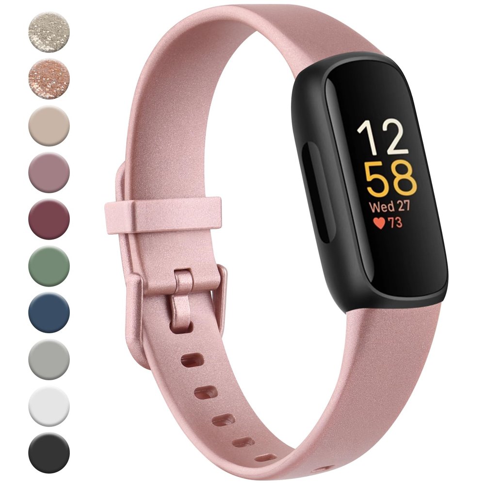 Meliya for Fitbit Inspire 3 Bands Women Men, Soft Silicone Adjustable Wristband Replacement Sport Straps Compatible with Fitbit Inspire 3 Fitness Tracker (Pink Gold)