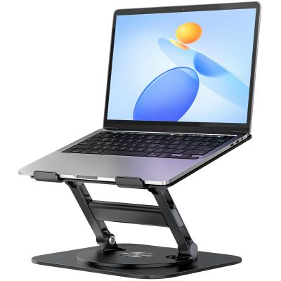 MCHOSE Laptop Stand, H-Design Stable Computer Stand, Ergonomic Laptop Riser with 360 Rotating Base, Notebook Compatible with All 10-17 Laptops, Black