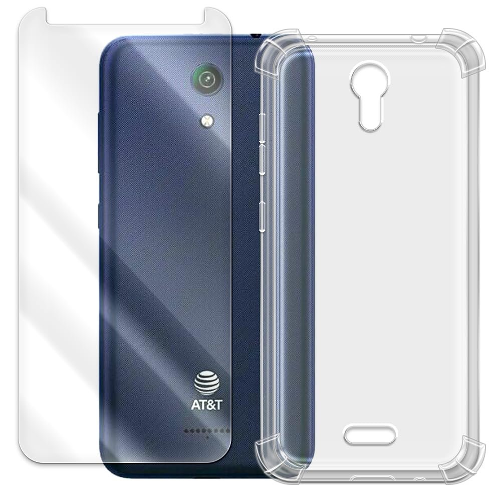 AceSoft High-Sensitivity Anti-Strike Bubble-Free Explosion-Proof Tempered Glass Screen Protector Film Full Cover Snap-On Soft TPU Protective Case Compatible with Cricket Vision 3