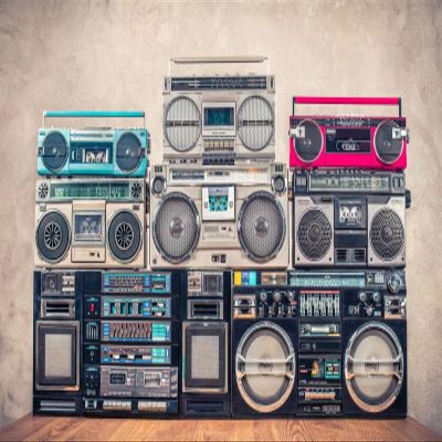 BELECO 10x8ft Fabric Vintage Radio Backdrop Boombox Retro 80s Background Back to 90s Old-Fashioned Amplifier Music DJ Antique Audio Loudspeaker Hip-Hop Disco Music Party Banner Photo Studio Props