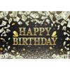 10x8ft Birthday Decorations Backdrop for Photography Dollar Bill Black Gold Glitter Diamond Happy Birthday Background Banner for Photoshoot Portrait Photo Studio Props Birthday Party view 1