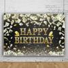 10x8ft Birthday Decorations Backdrop for Photography Dollar Bill Black Gold Glitter Diamond Happy Birthday Background Banner for Photoshoot Portrait Photo Studio Props Birthday Party view 2