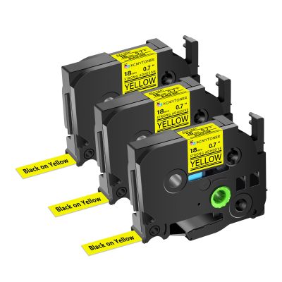 KCMYTONER 3 Pack Compatible for P-Touch Label Maker Tape TZe-S641 TZ-S641 TZe-641 TZ641 18mm 0.7'' Black on Yellow Extra Strength Label for PT-P750W PT-E550W PT-P700 1890C 2730VP Label Maker