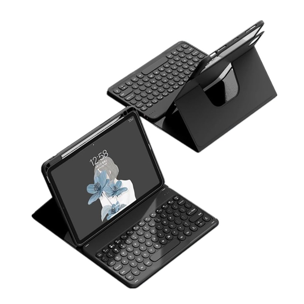 SENLAN Rotatable iPad Air 11'' 2024 /iPad Air4 Air5 Keyboard case Magnet Detachable Transparent Back Cover iPad Pro11'' 2022/2021/2020 BT Keyboard with Pencil Holder Horizontal/Vertical Stand, Black