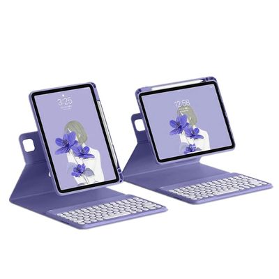 SENLAN Rotatable iPad 10 Keyboard Case Magnet Detachable Transparent Back Cover with Pencil Holder Horizontal/Vertical Stand (iPad 10th Gen 2022, Purple Gray)