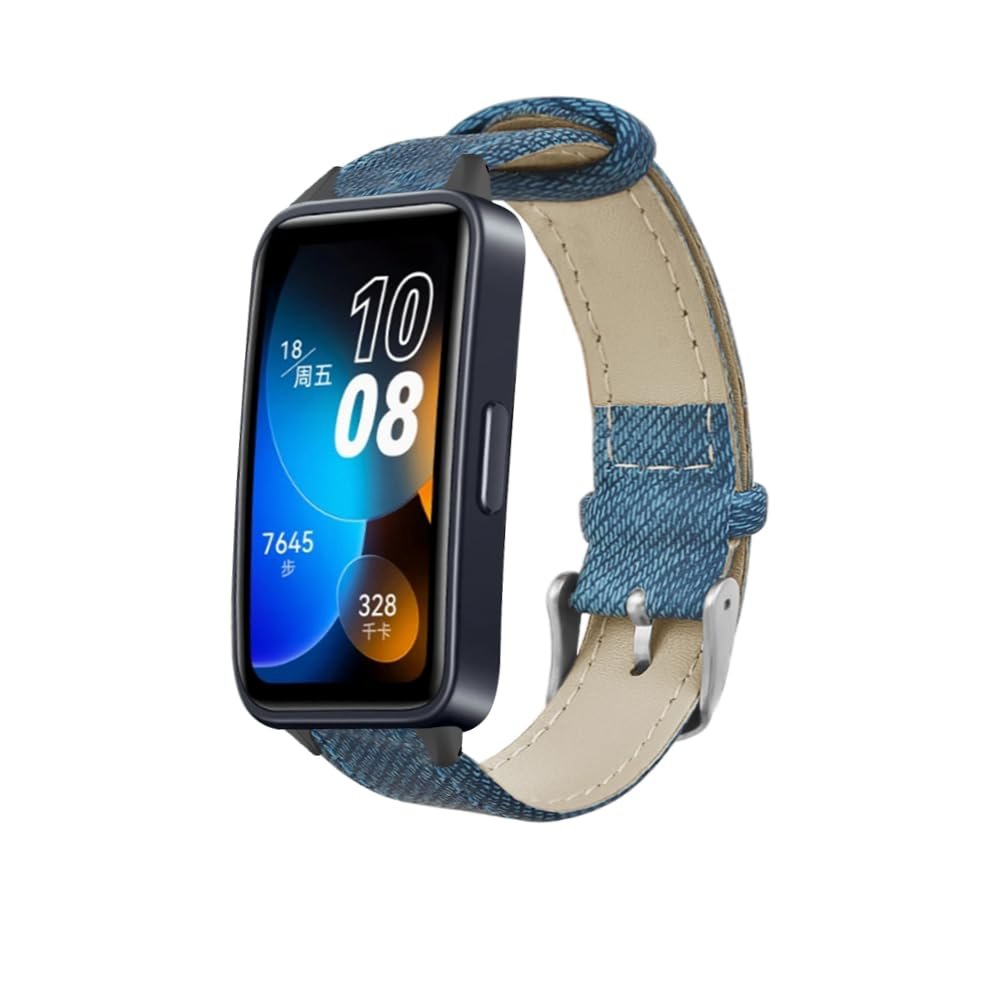 DLUCCA Band Compatible with Huawei Band 8, Vintage Fashion Cowboy Strap Slim Adjustable Sport Watch Band Compatible with Huawei Band 8- Blue