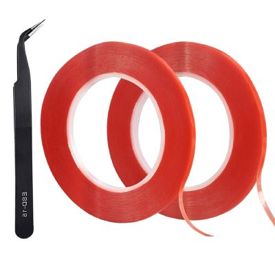 QDiShi 2 Rolls (2mm/3mm x 25m) LCD Repair Tape Phone Repair Tape LCD Touch Screen Repair Tape Phone Screen Adhesive Tape with and 1 Tweezers for Cell Phone, iPad, Tablets, Laptops, Camera