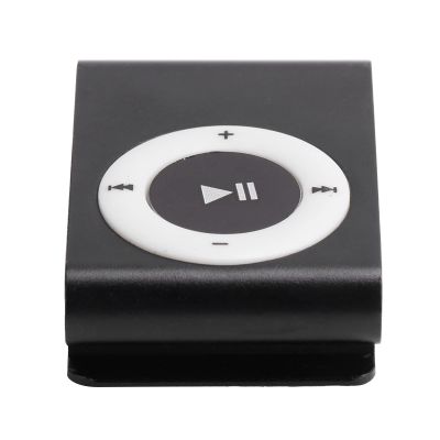 Mini Portable MP3 Player, Back Clip USB Aluminum Alloy Music Player Support Memory Card for Workout Sports Outdoor 250mAh (Black)