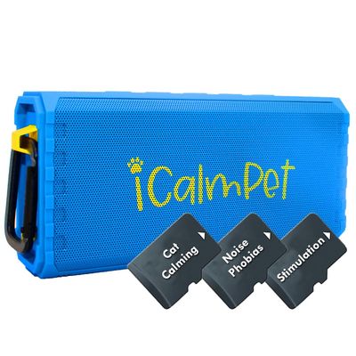 Cat Lovers Deluxe | iCalmPet Ruff 'n Ready Portable Speaker with 5-hrs Cat Calming Music | 3 MicroSDs