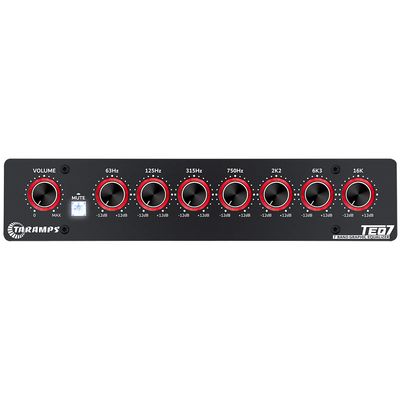 Taramp's TEQ 7 Stereo 7-Band Graphic Equalizer RCA Input 2 Channels HPF and LPF Filters Mute Function Car Audio Mixer Equalizer EQ, Best Control for Car, Boat, Motorcycle - TEQ7 Red