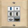RiteAV USB 3 USB C 2 HDMI Coax Cat7 Wall Plate - 1 Gang [Wood/Gray] view 1